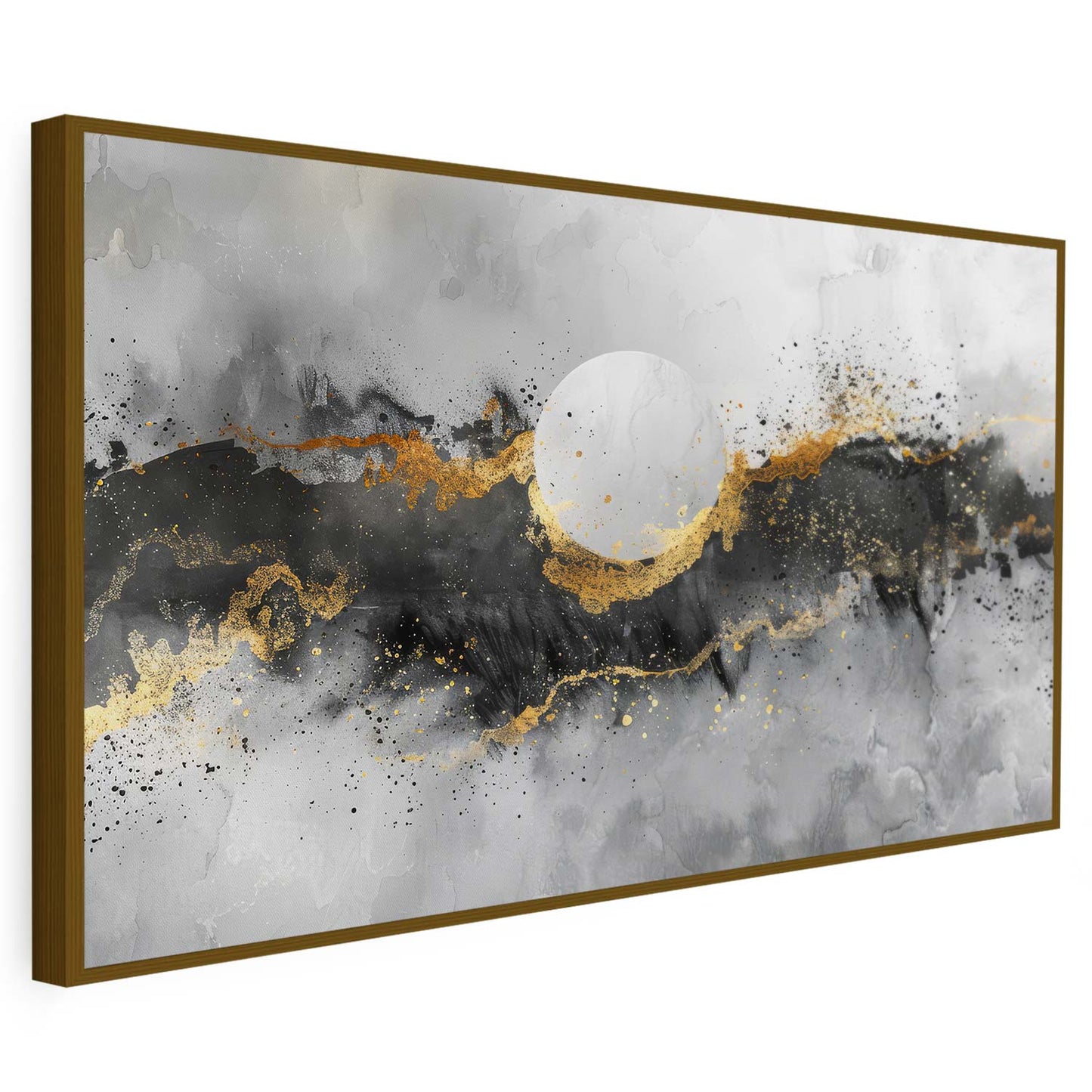 Tableau sur toile d'abstrait marbre avec cercle KWADECO