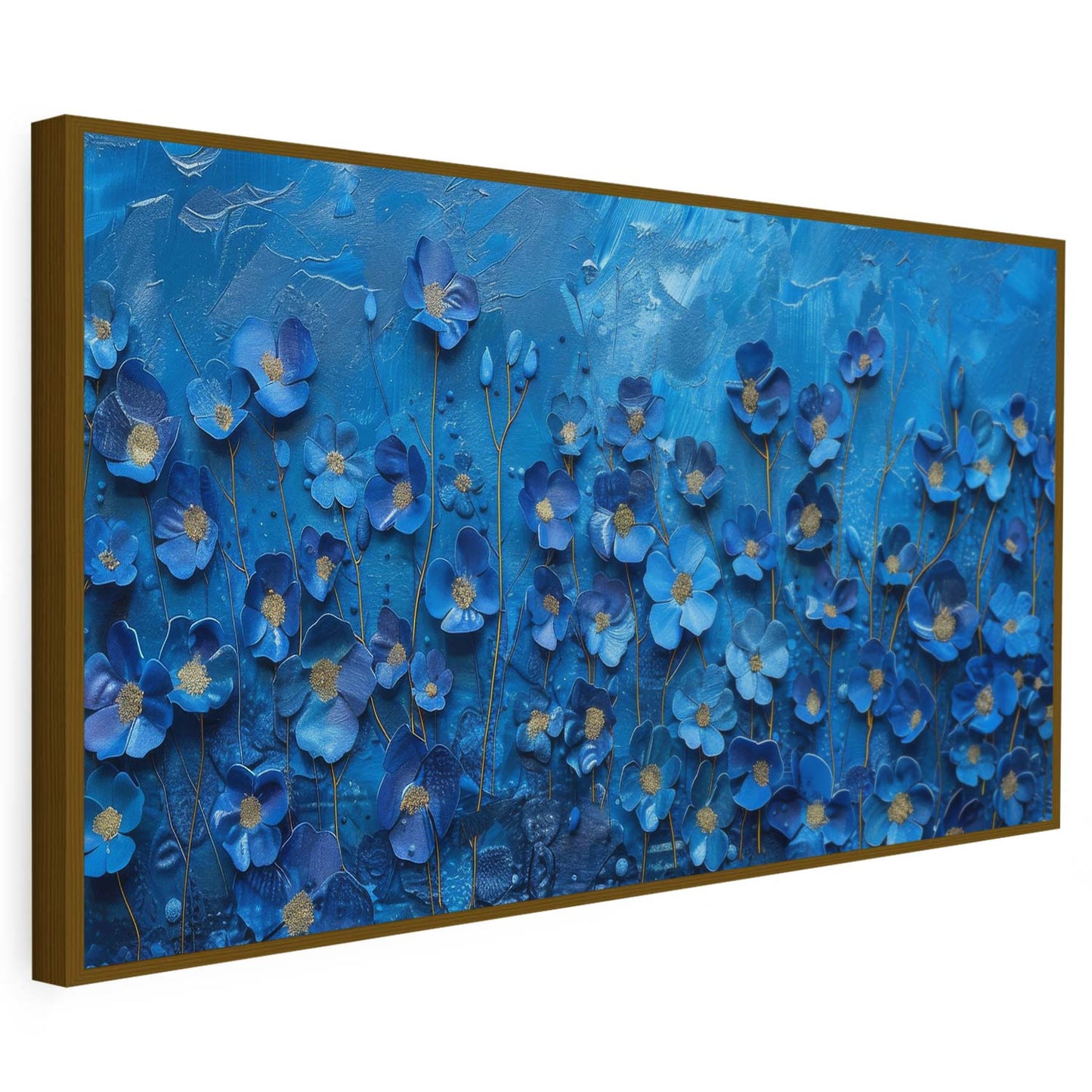 Tableau sur toile de fleurs bleues effet 3D KWADECO