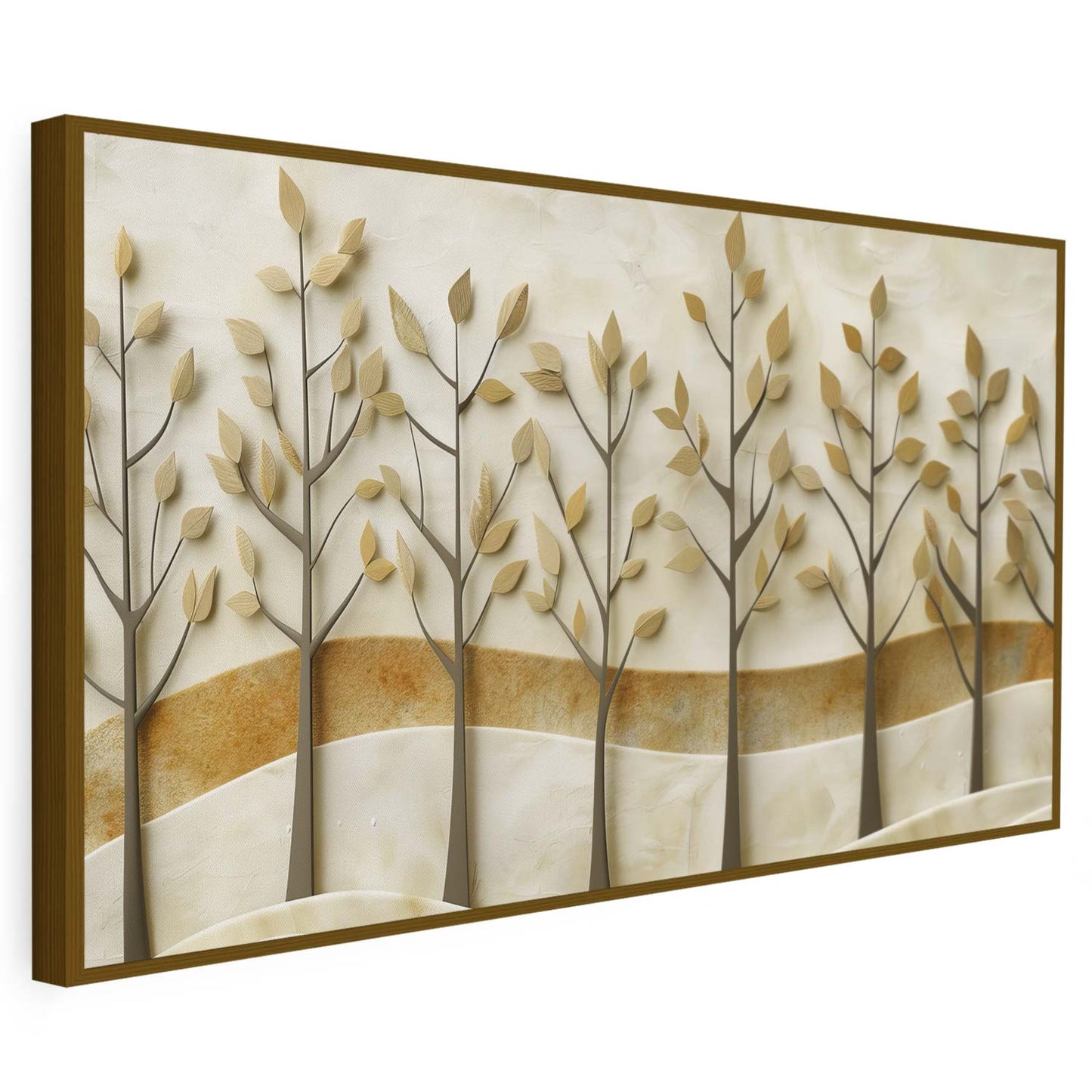 Tableau sur toile d'arbres effet 3D doré KWADECO