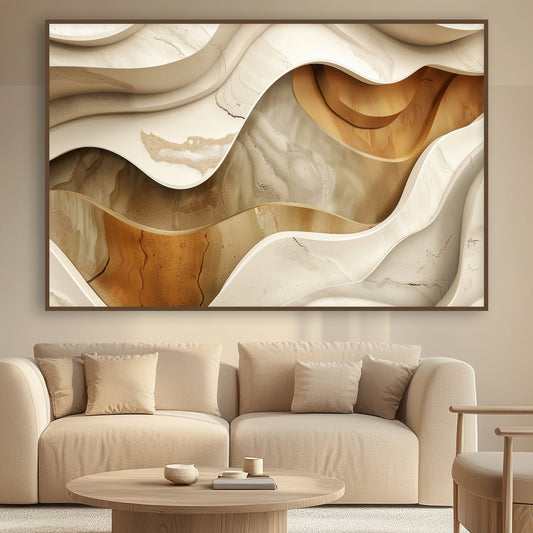 Tableau sur toile abstrait effet 3D rocher art KWADECO