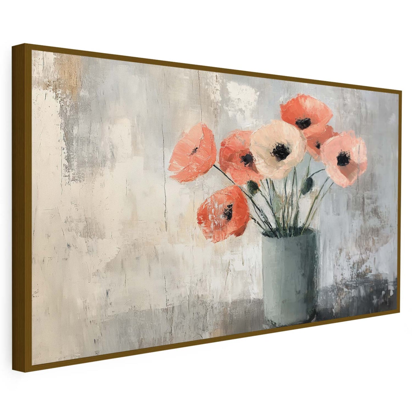 Tableau sur toile d'abstrait fleur en rose KWADECO