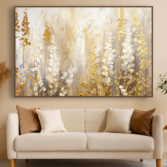 Tableau sur toile moderne des plantes dorées KWADECO