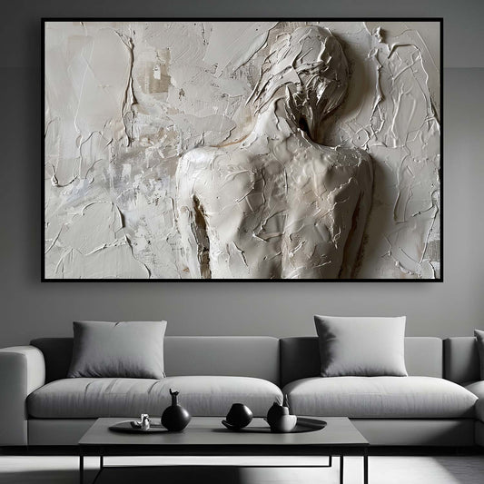 Tableau sur toile d'une femme vue de dos minimaliste KWADECO