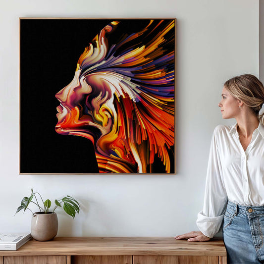 Tableau sur toile silhouette femme colorée KWADECO