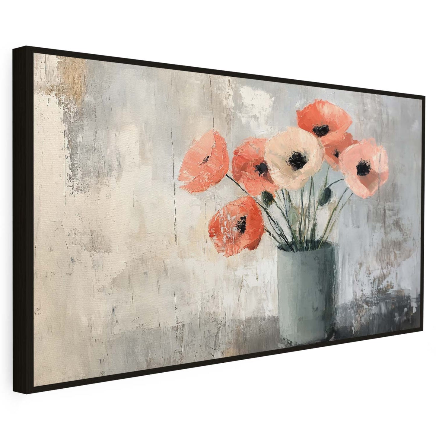 Tableau sur toile d'abstrait fleur en rose KWADECO