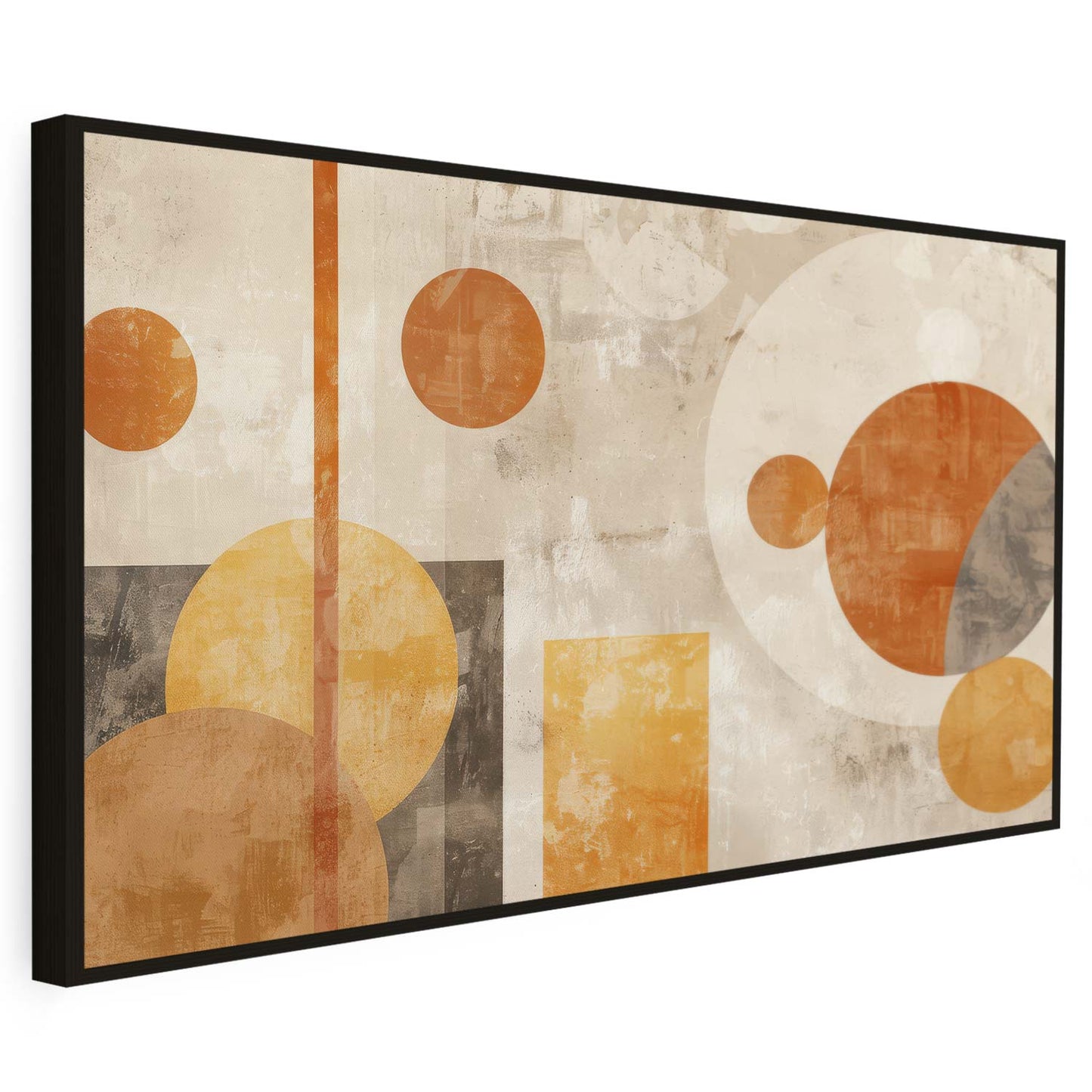 Tableau sur toile d'abstrait moderne des cercles doré KWADECO