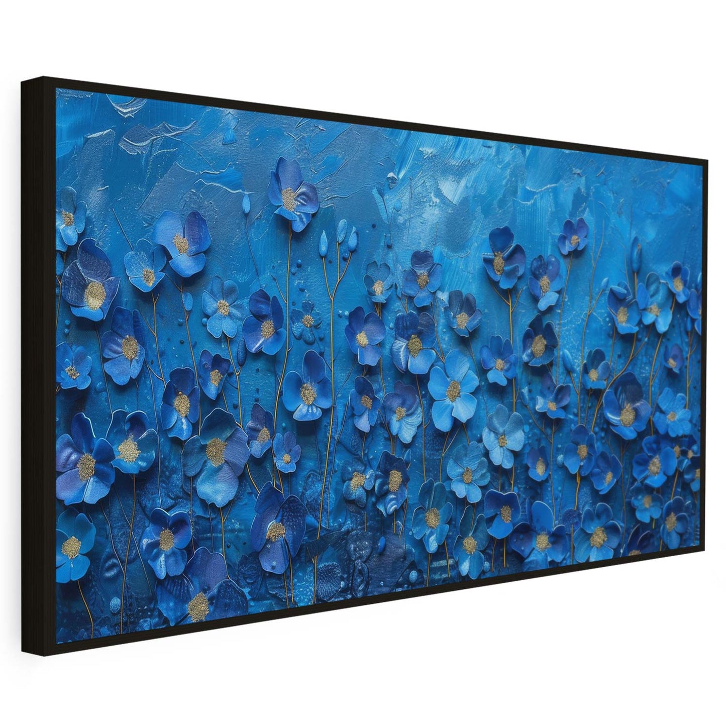 Tableau sur toile de fleurs bleues effet 3D KWADECO
