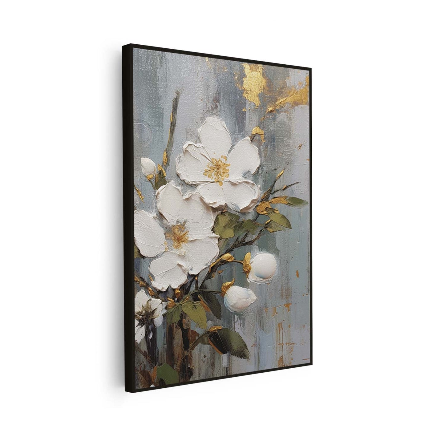 Tableau sur toile verticale de fleurs abstraites KWADECO