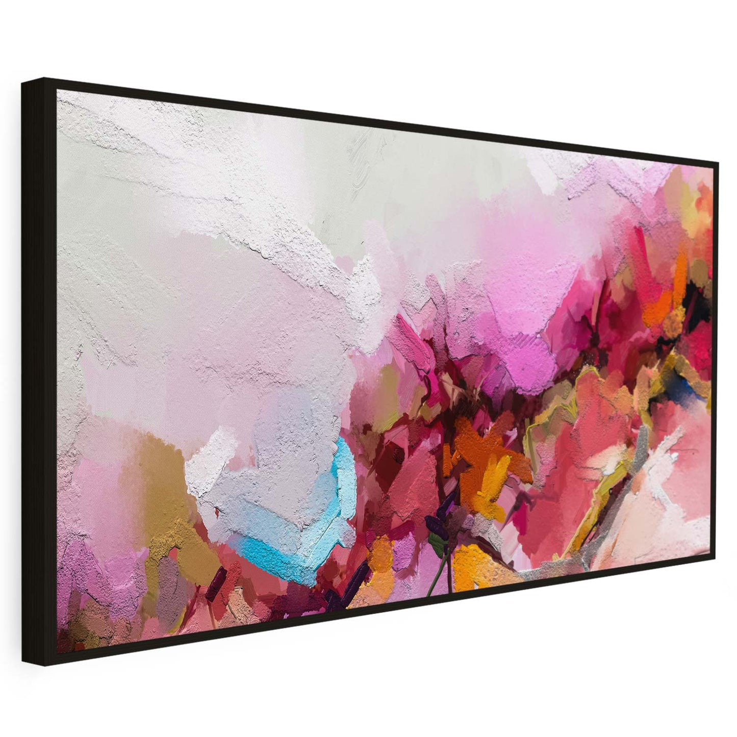 Tableau sur toile abstrait effet peinture couleur rose KWADECO