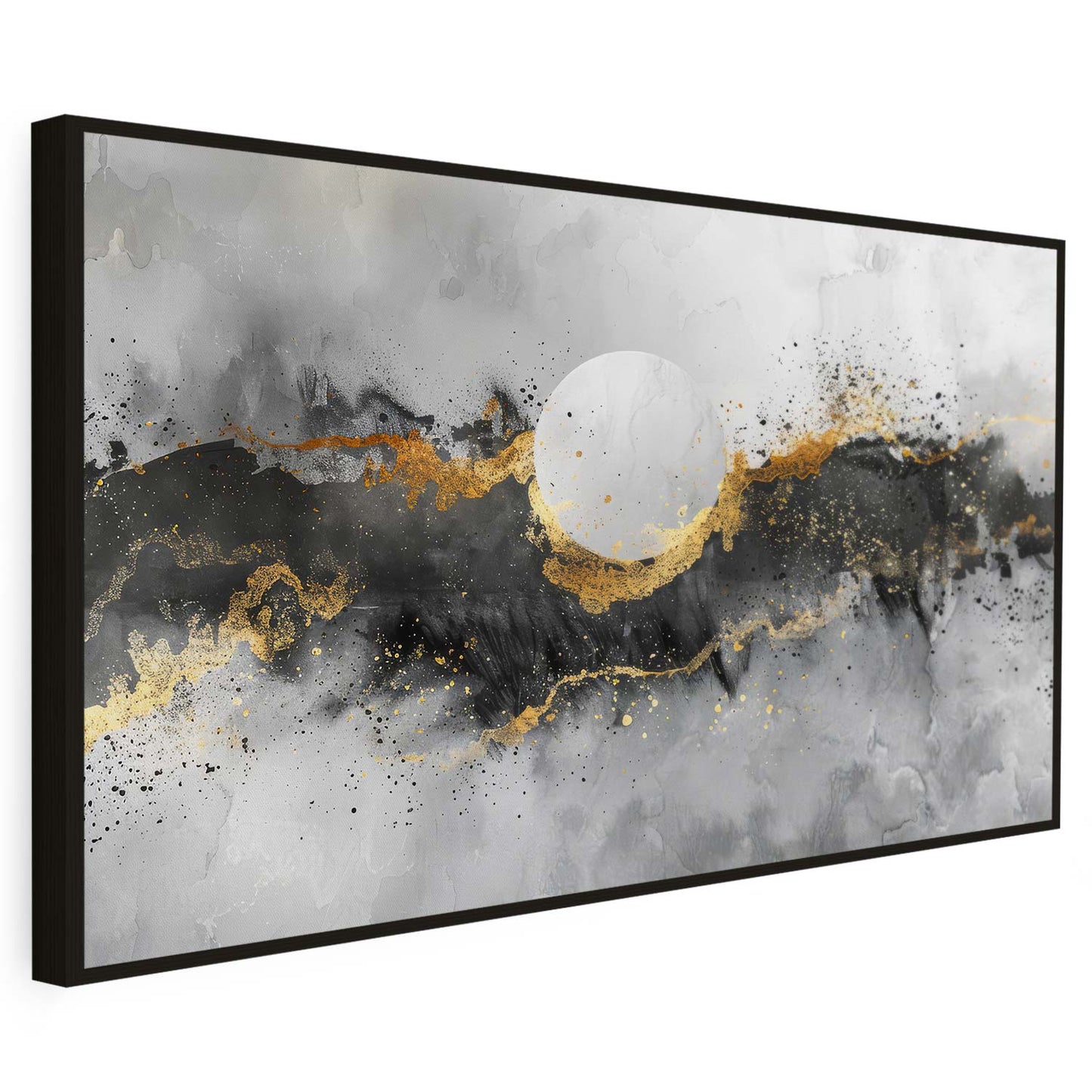 Tableau sur toile d'abstrait marbre avec cercle KWADECO