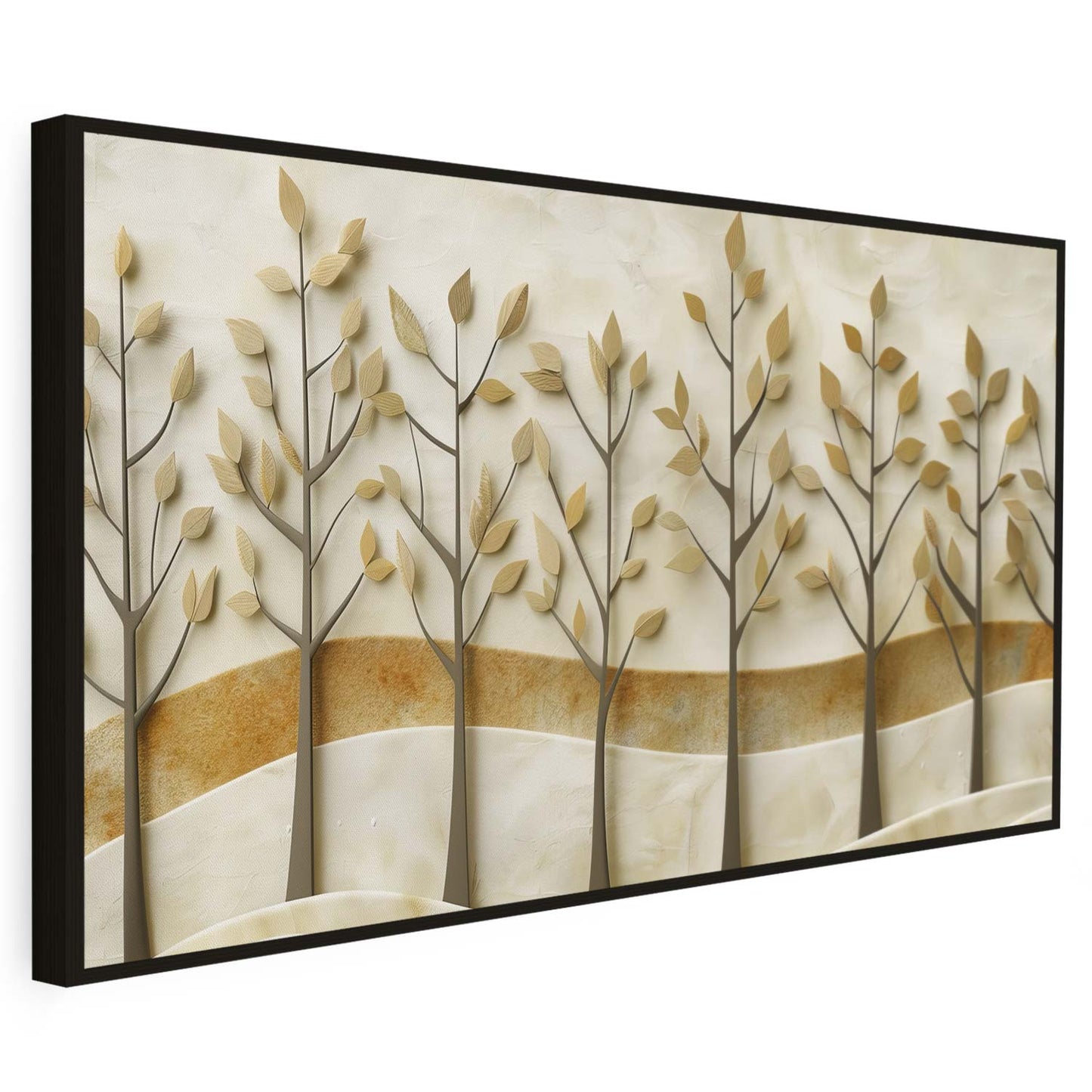 Tableau sur toile d'arbres effet 3D doré KWADECO