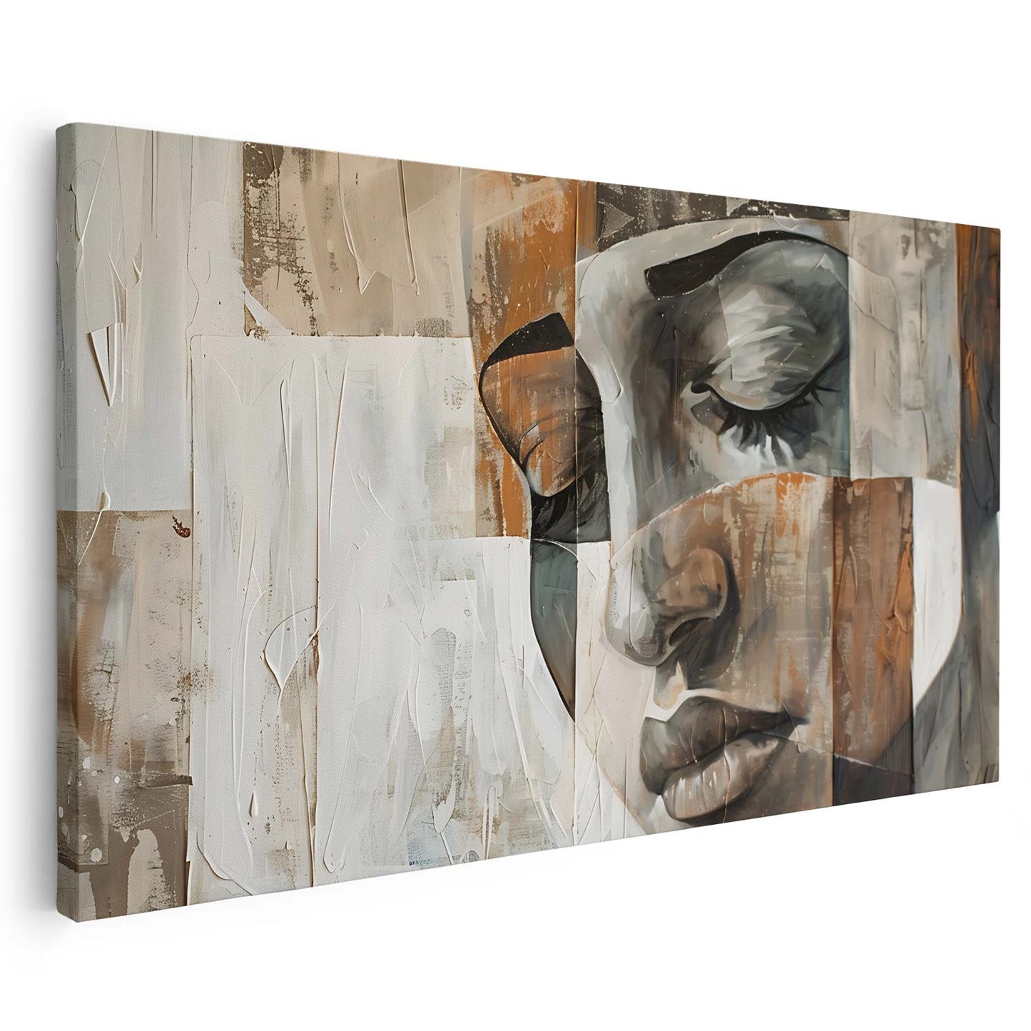 Toile représentant le visage d’une femme dans un style minimaliste et moderne