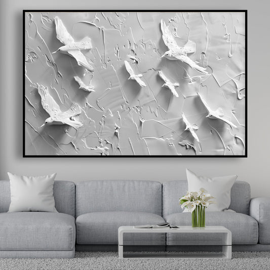 Tableau sur toile effet 3D avec des oiseaux KWADECO