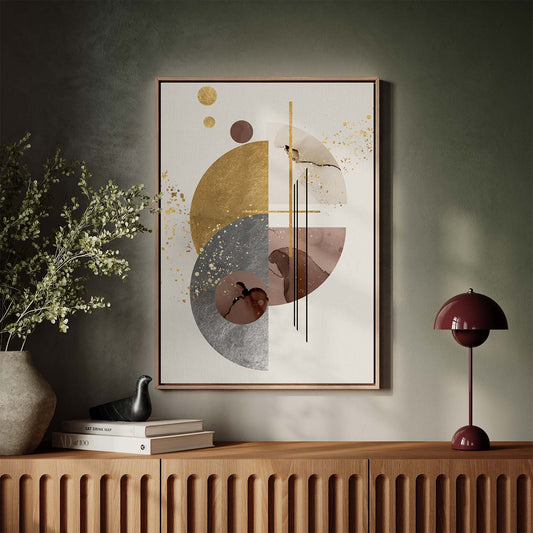 Tableau vertical sur toile de formes circulaires abstraites KWADECO