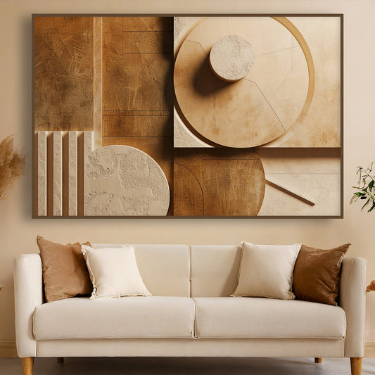 Tableau sur toile image effet 3D marron et beige KWADECO