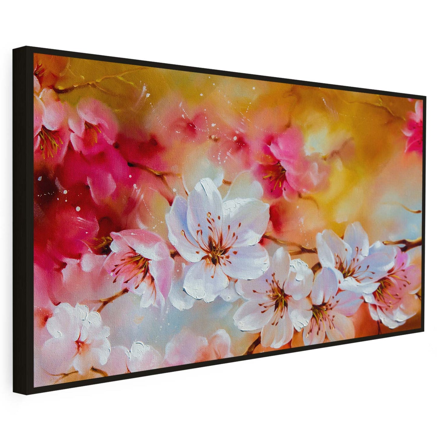 Tableau sur toile de fleurs rose et blanc KWADECO