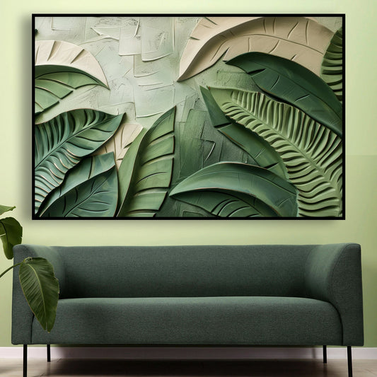 Tableau sur toile de feuilles effet 3D KWADECO