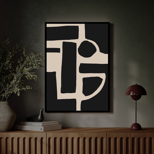 Tableau sur toile vertical noir et beige KWADECO