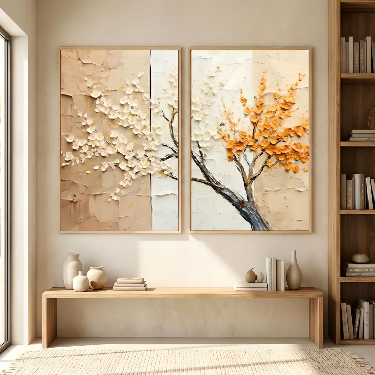 Duo de Tableaux Arbre 3D – Décoration Murale Moderne sur Toile