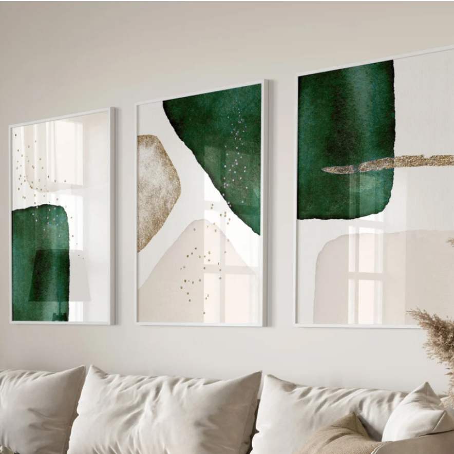 Lot de 3 sous-verres abstraits verts au style moderne KWADECO