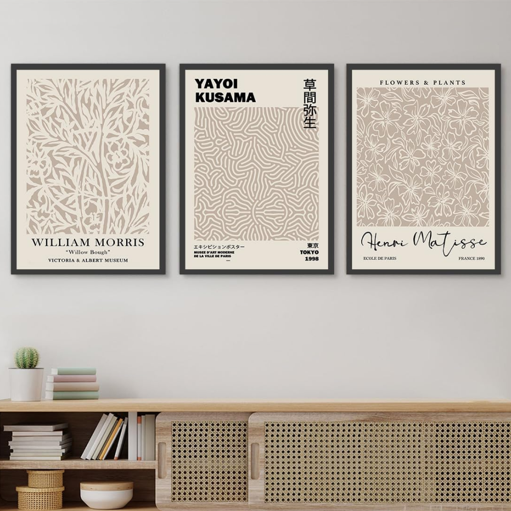 Trio de sous-verres style Matisse, art moderne noir et blanc KWADECO