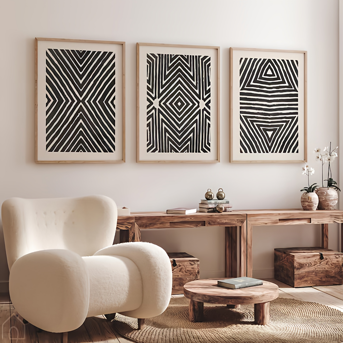 Tableau Texture de Lignes Noir et Blanc Style Moderne et Graphique