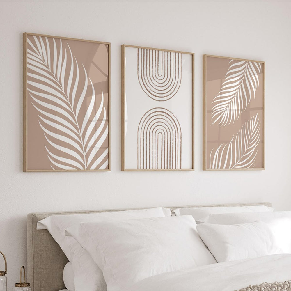 Abstrait bohème beige avec plume