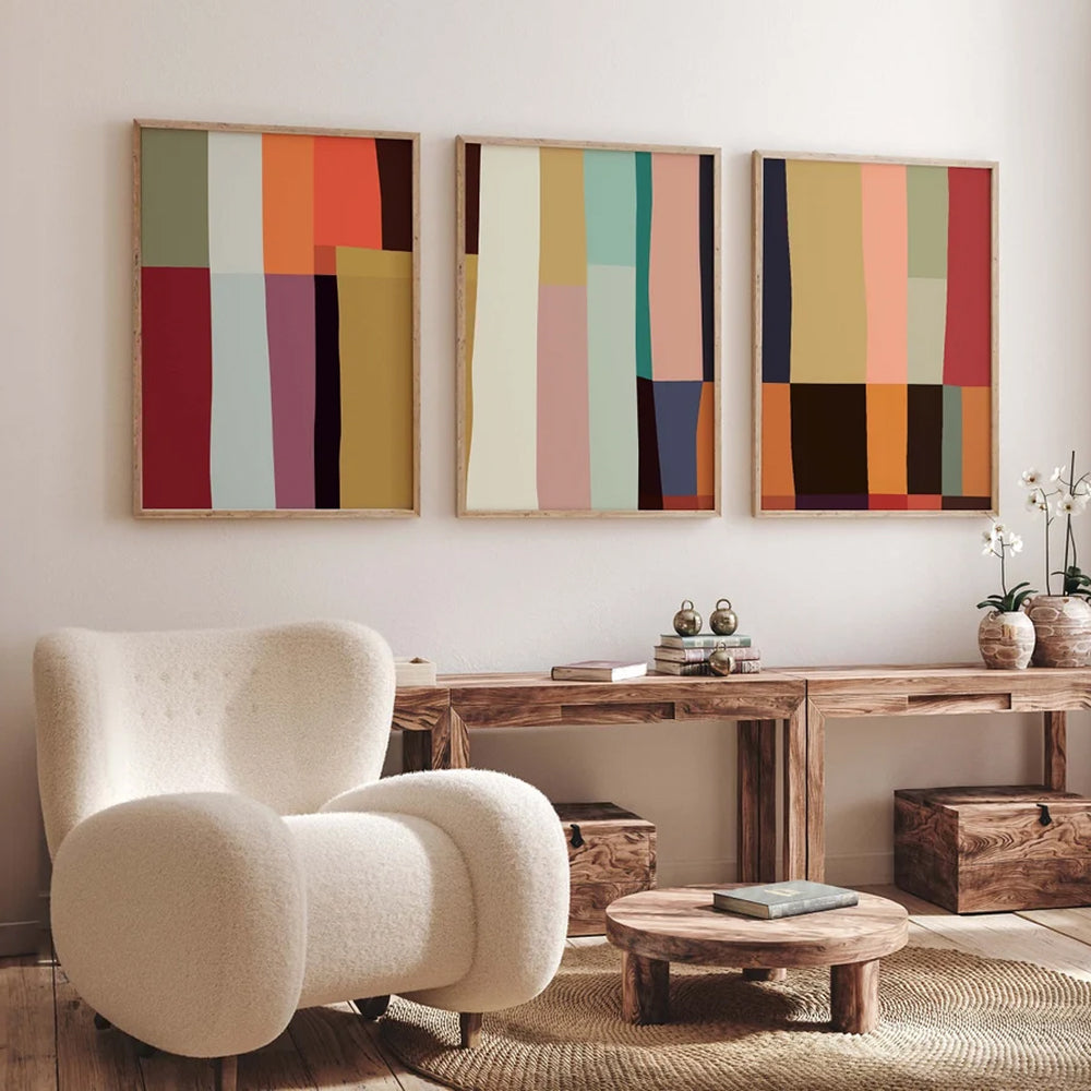 Art abstrait géométrique aux lignes verticales colorées