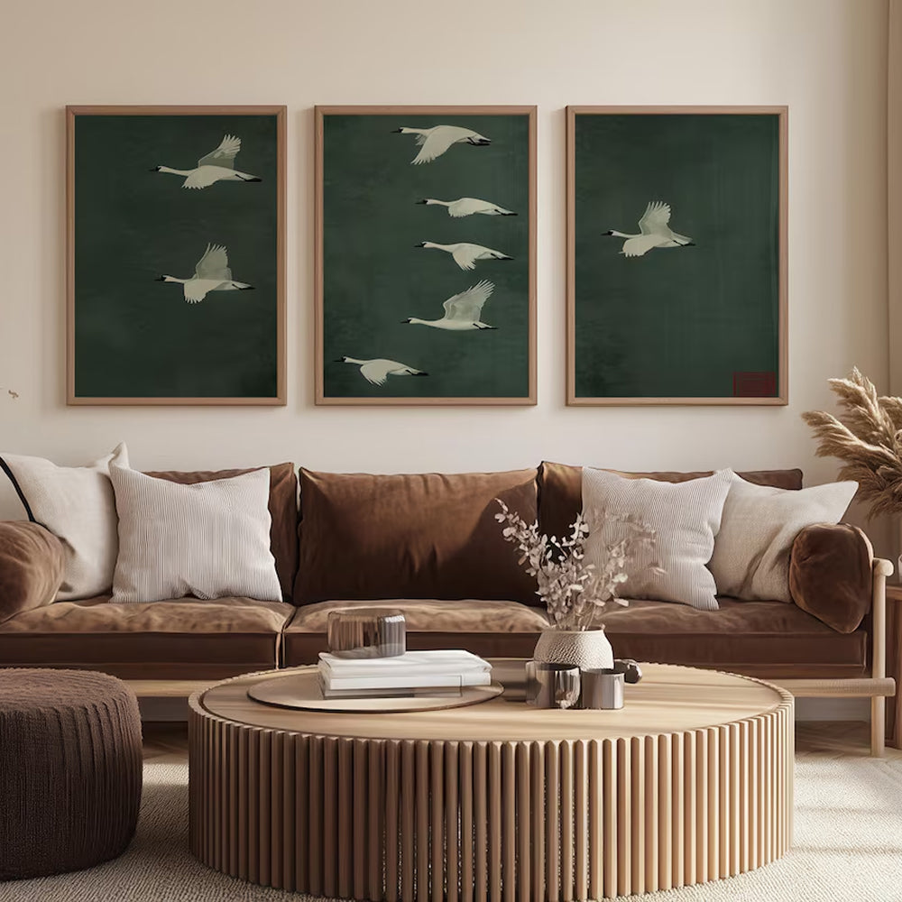 Composition d’oiseaux sur fond vert