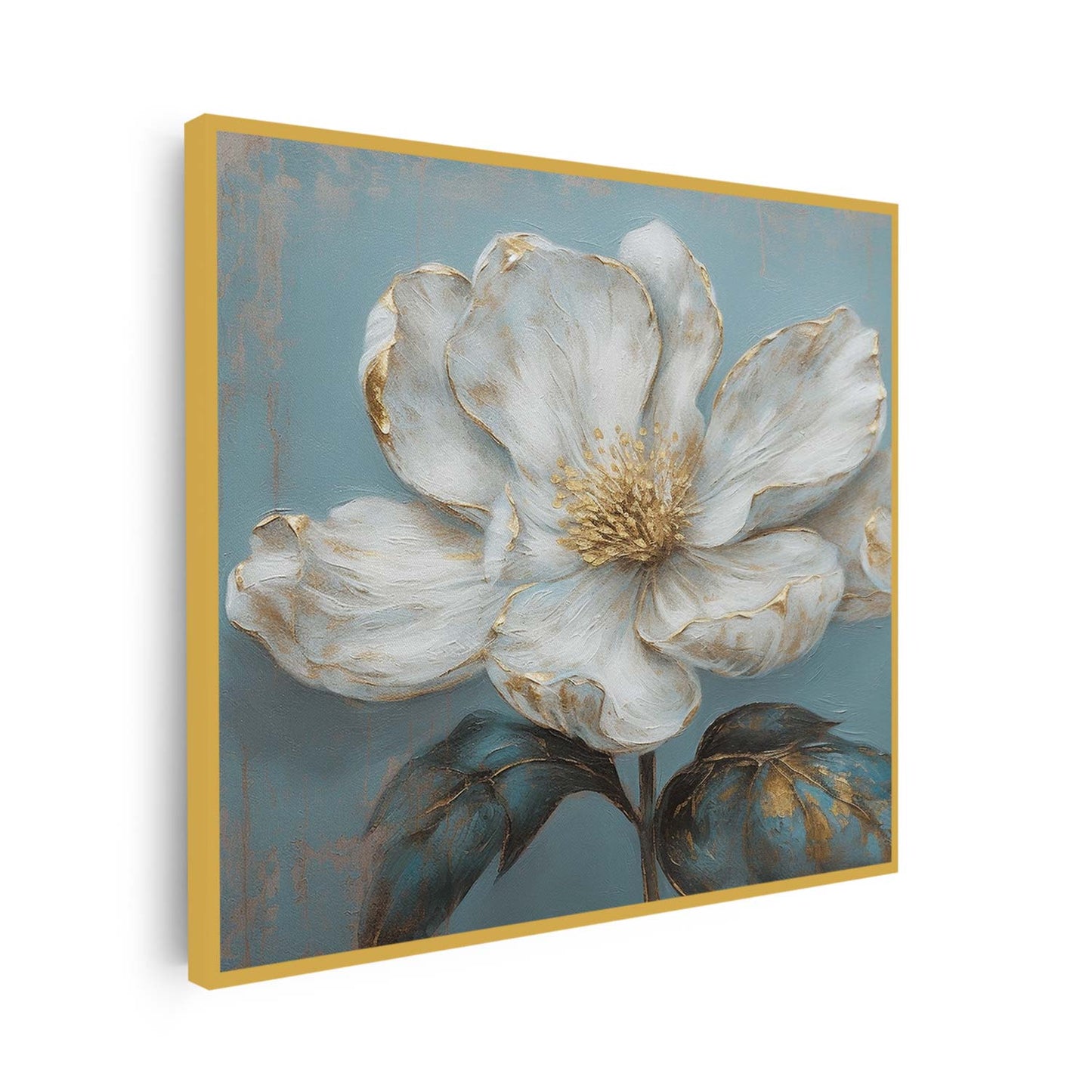 Tableau carré sur toile de fleur blanche KWADECO