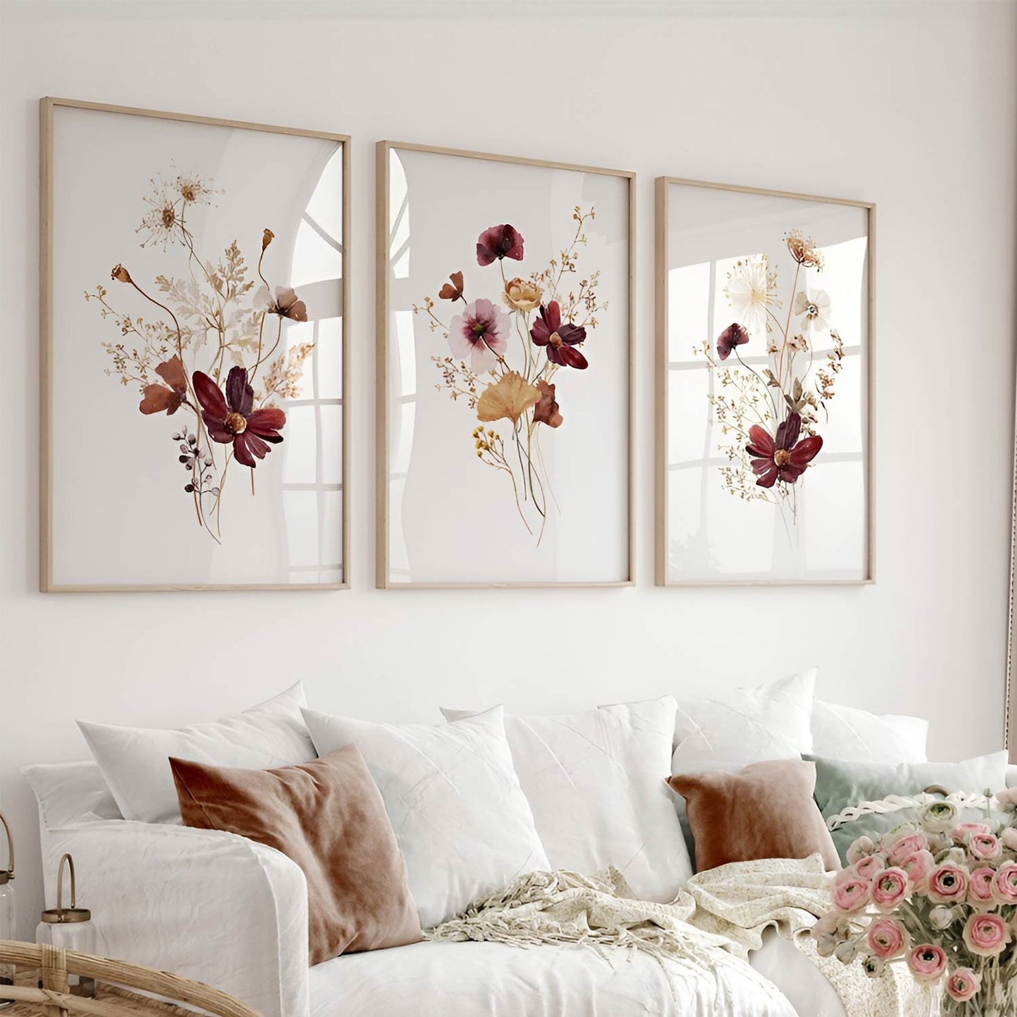 Poster sous verre représentant des fleurs rouges KWADECO