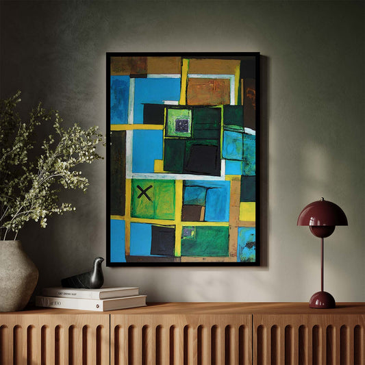 Tableau abstrait verticale aux formes colorées KWADECO