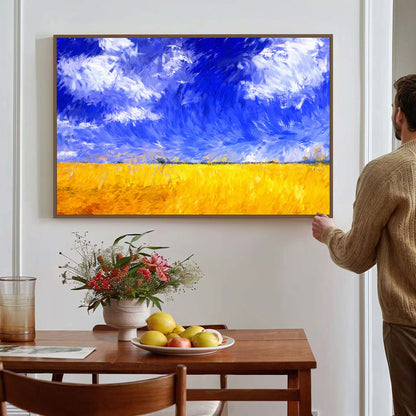 Tableau sur toile d'un ciel et d'un champ KWADECO