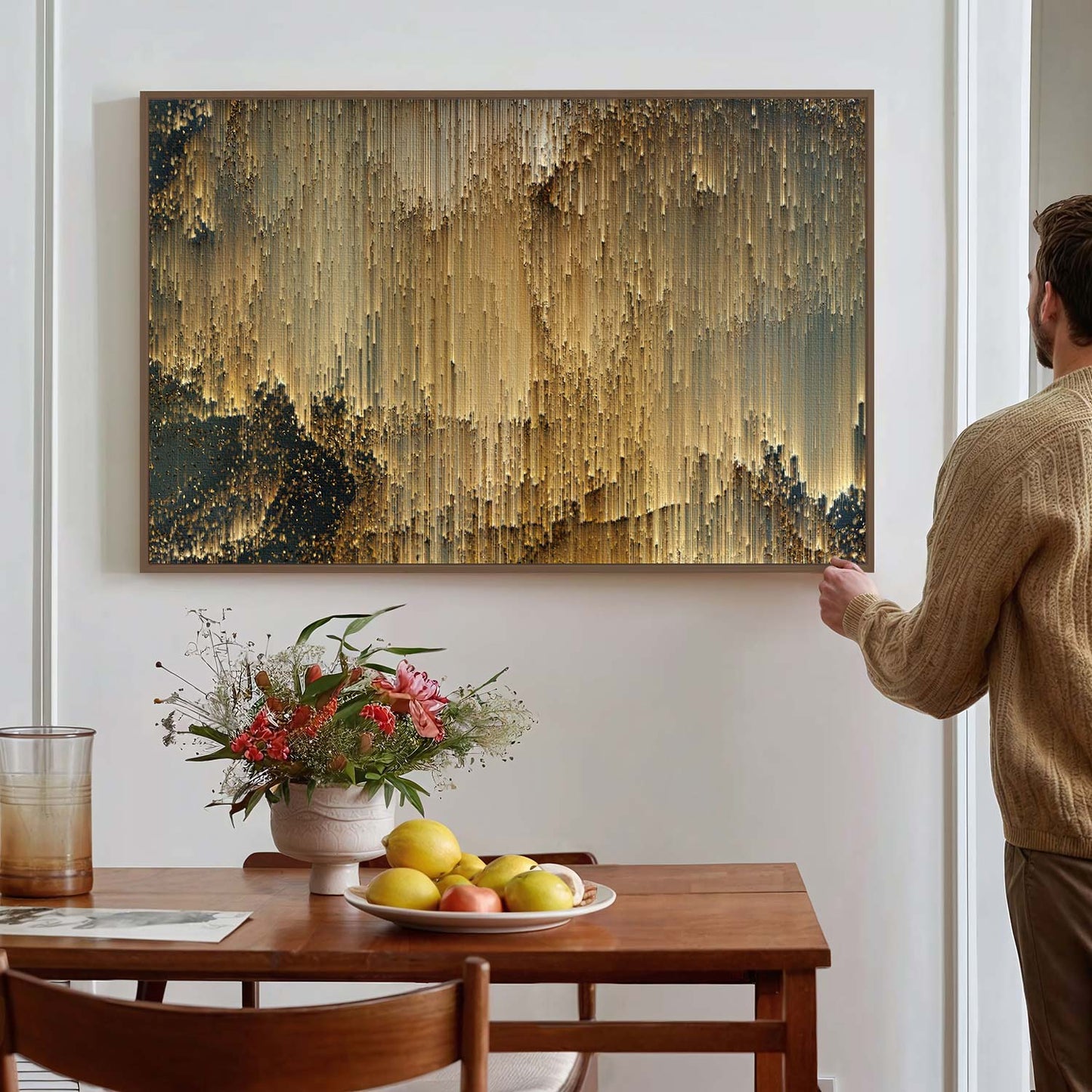 Tableau sur toile de formes dorées KWADECO