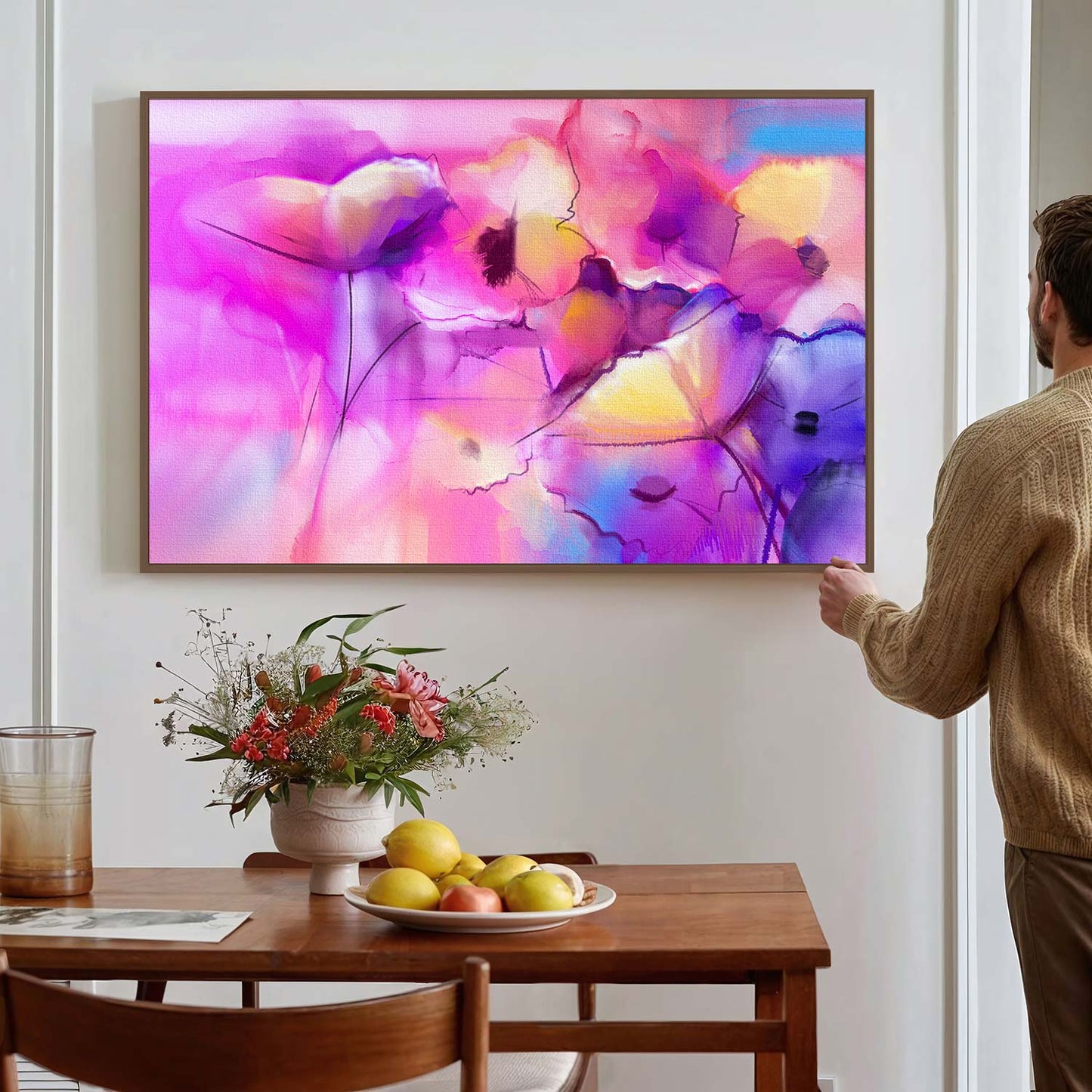 Tableau sur toile de fleurs floues KWADECO