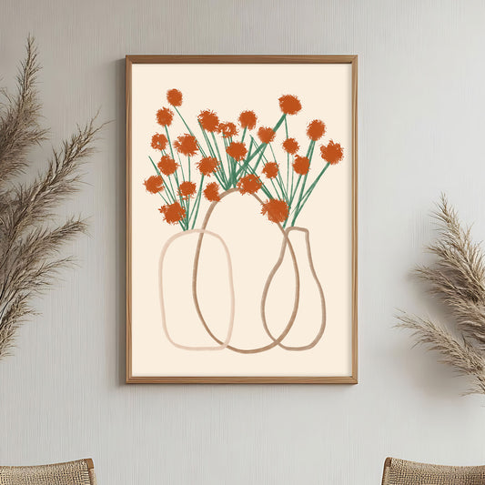 Poster vase minimaliste en line art