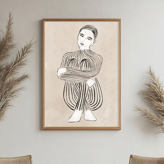 Silhouette de femme vue de profil en line art