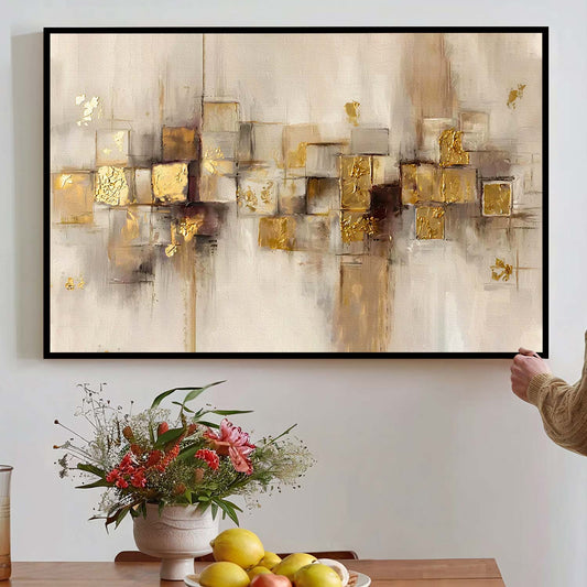 Tableau abstrait doré style moderne pour décoration murale élégante