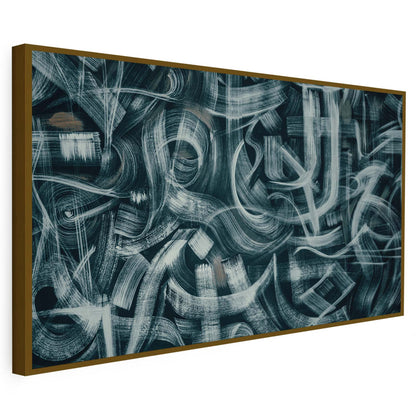 Tableau sur toile calligraphie art noir et blanc minimaliste KWADECO
