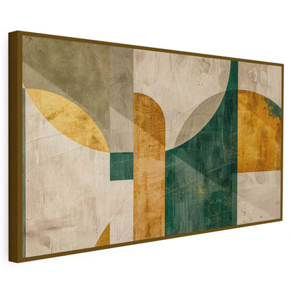Tableau sur toile d'abstrait moderne doré et vert KWADECO