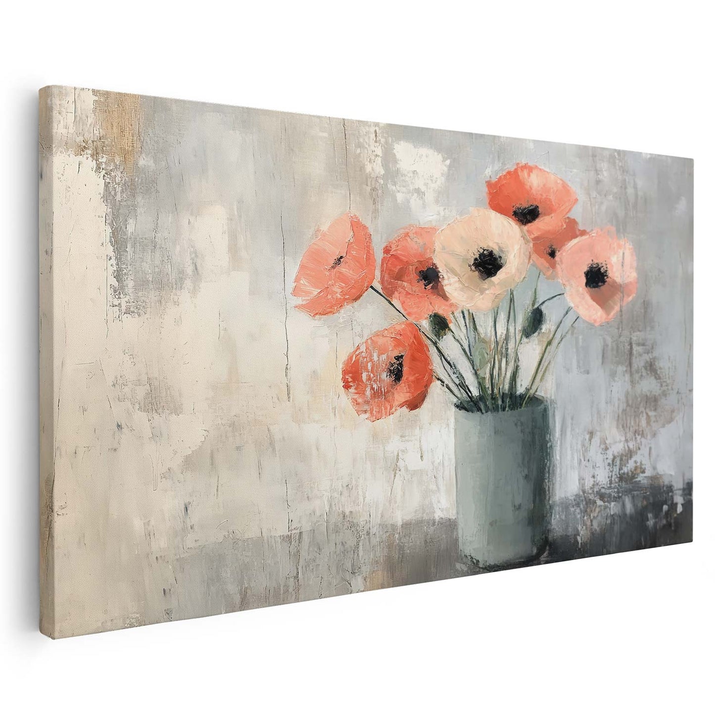 Tableau sur toile d'abstrait fleur en rose KWADECO
