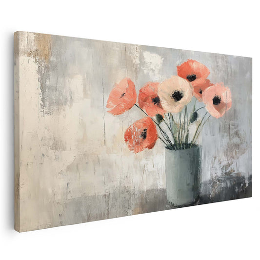 Tableau sur toile d'abstrait fleur en rose KWADECO