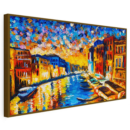 Tableau sur toile de ville colorée effet peinture KWADECO
