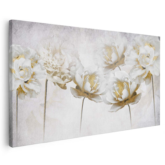 Tableau sur toile d'abstrait moderne de fleur blanche KWADECO