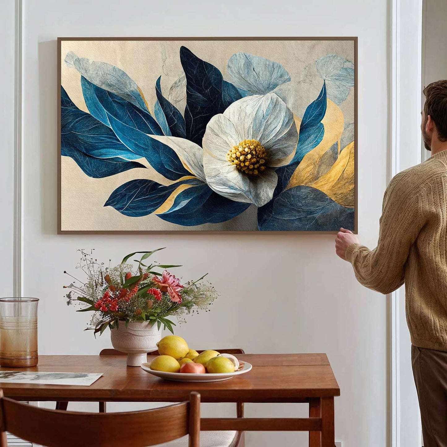 Tableau sur toile de fleurs abstraites effet 3D KWADECO