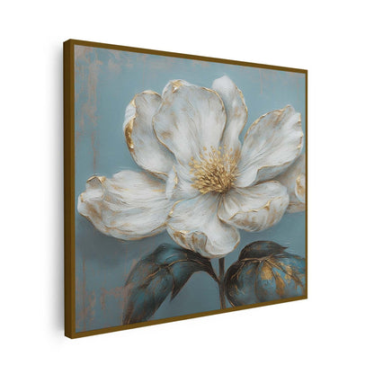 Tableau carré sur toile de fleur blanche KWADECO