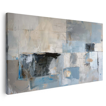 Tableau sur toile abstraite moderne avec des formes bleues KWADECO