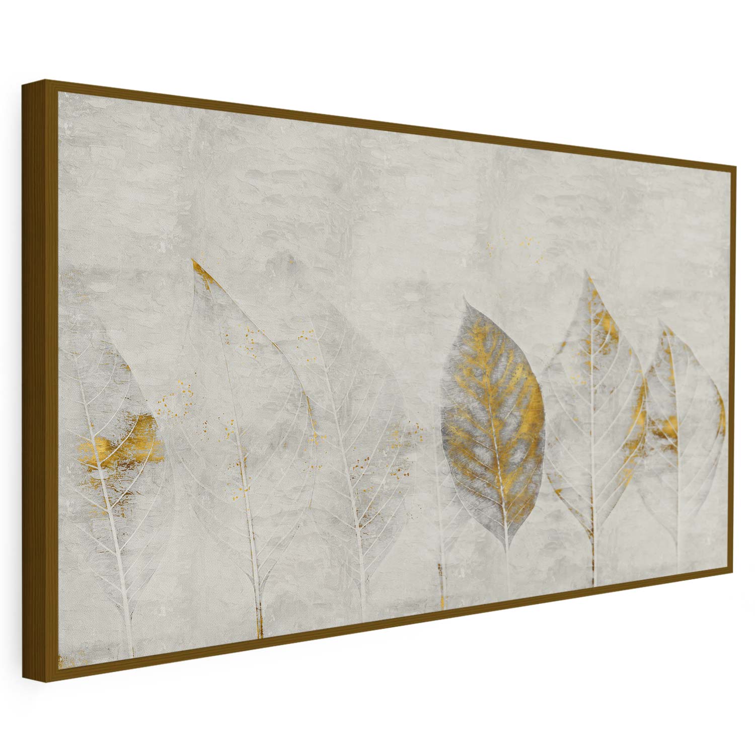 Tableau sur toile d'abstrait plume doré KWADECO