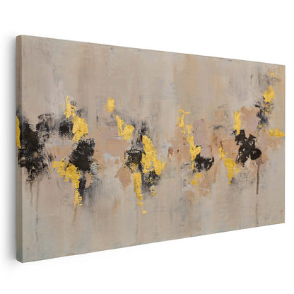Tableau sur toile d'abstrait doré avec touche noir KWADECO