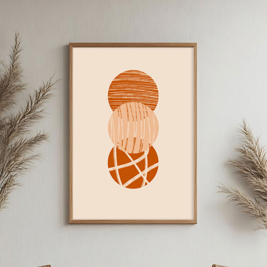 Poster sous verre, cercles orangés